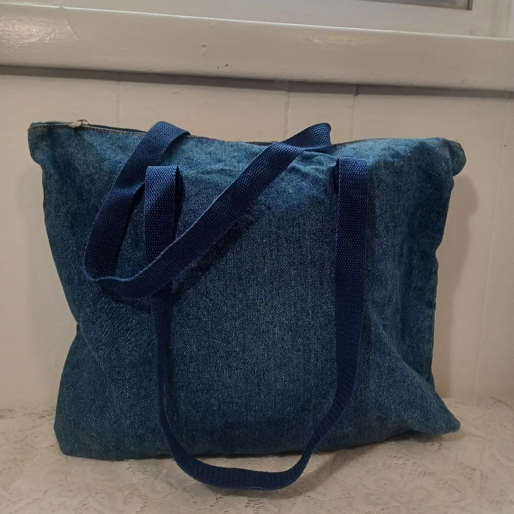 Needlepoint Denim Tote - Picture 5 of 11